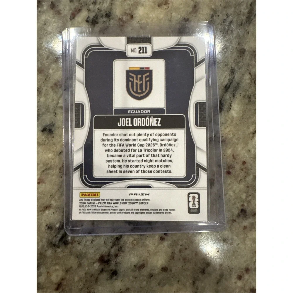 2026 Panini Prizm FIFA World Cup Joel Ordóñez RC Silver Wave #211 Ecuador
